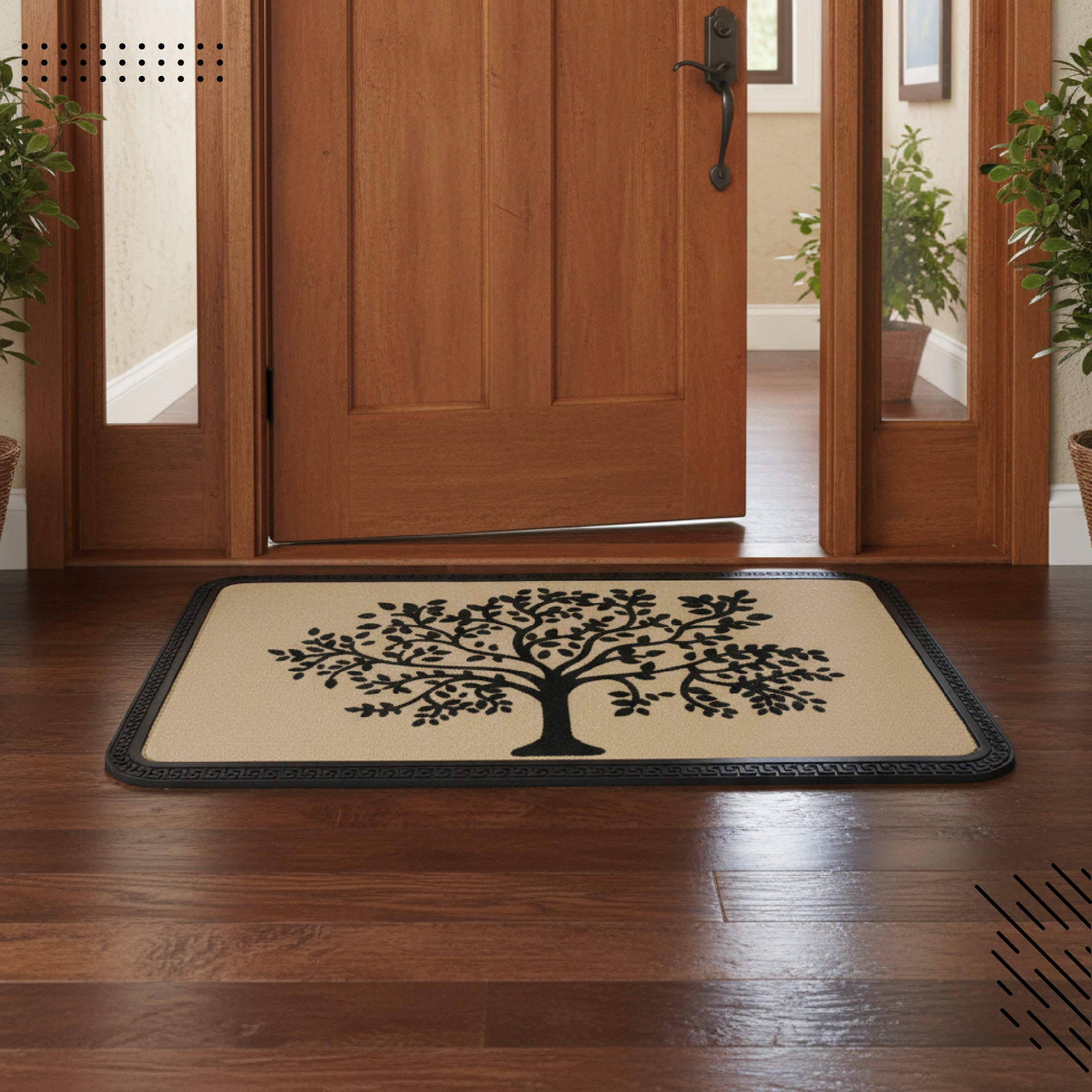 Polypropylene Main Door Entrance Mats Welcome Mat with Rubber Border | Anti Slip Rubber Backing | Ideal for Home, Outdoor, Balcony, Office | Pack of 1