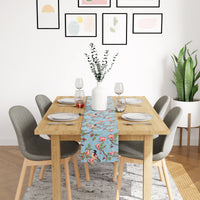 Blackout Polyester Sky Blue Birds Table Runner (Pack of 1)