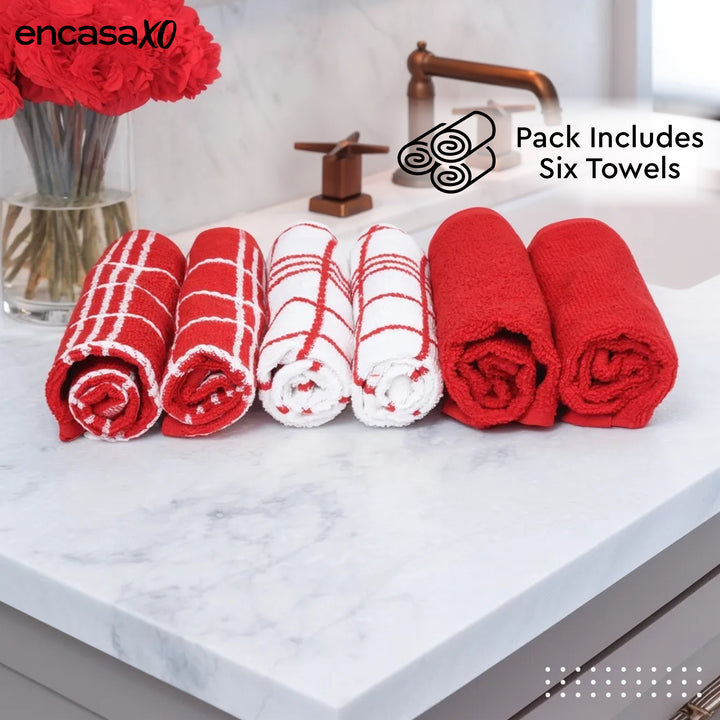 Cotton Red Combo-1 Bath Towel (Pack of 6)