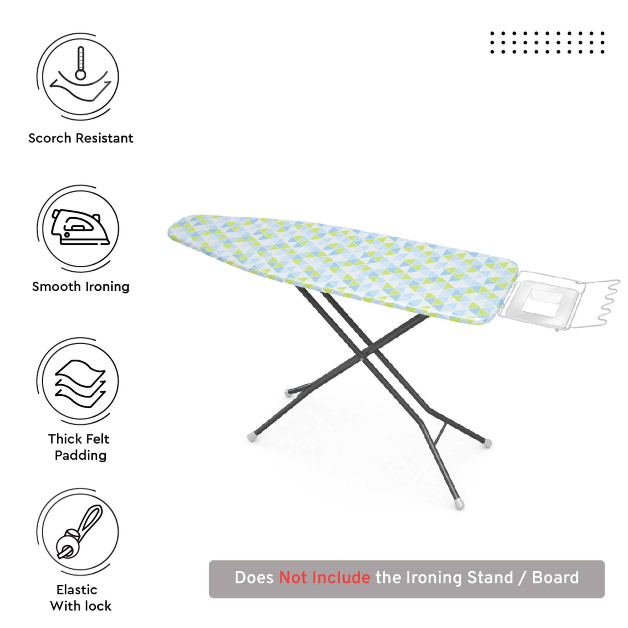 20s Cotton Twill Triangles Aqua Ironing Board Cover (Pack of 1)