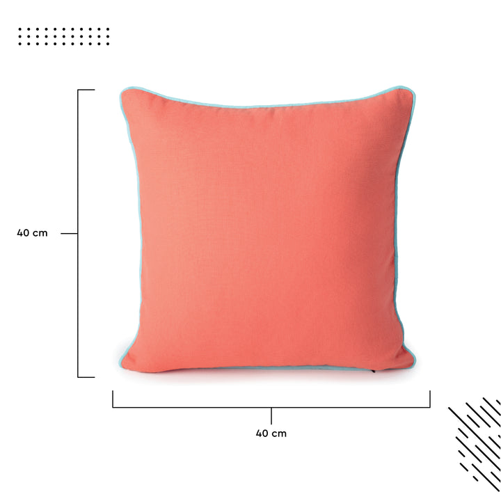 Cotton Egg Blue+Coral Cushion Cover (Pack of 2)