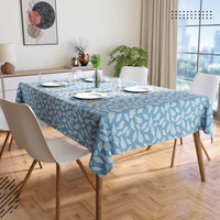 Cotton Big Leaves Blue Table Cloth (Pack of 1)