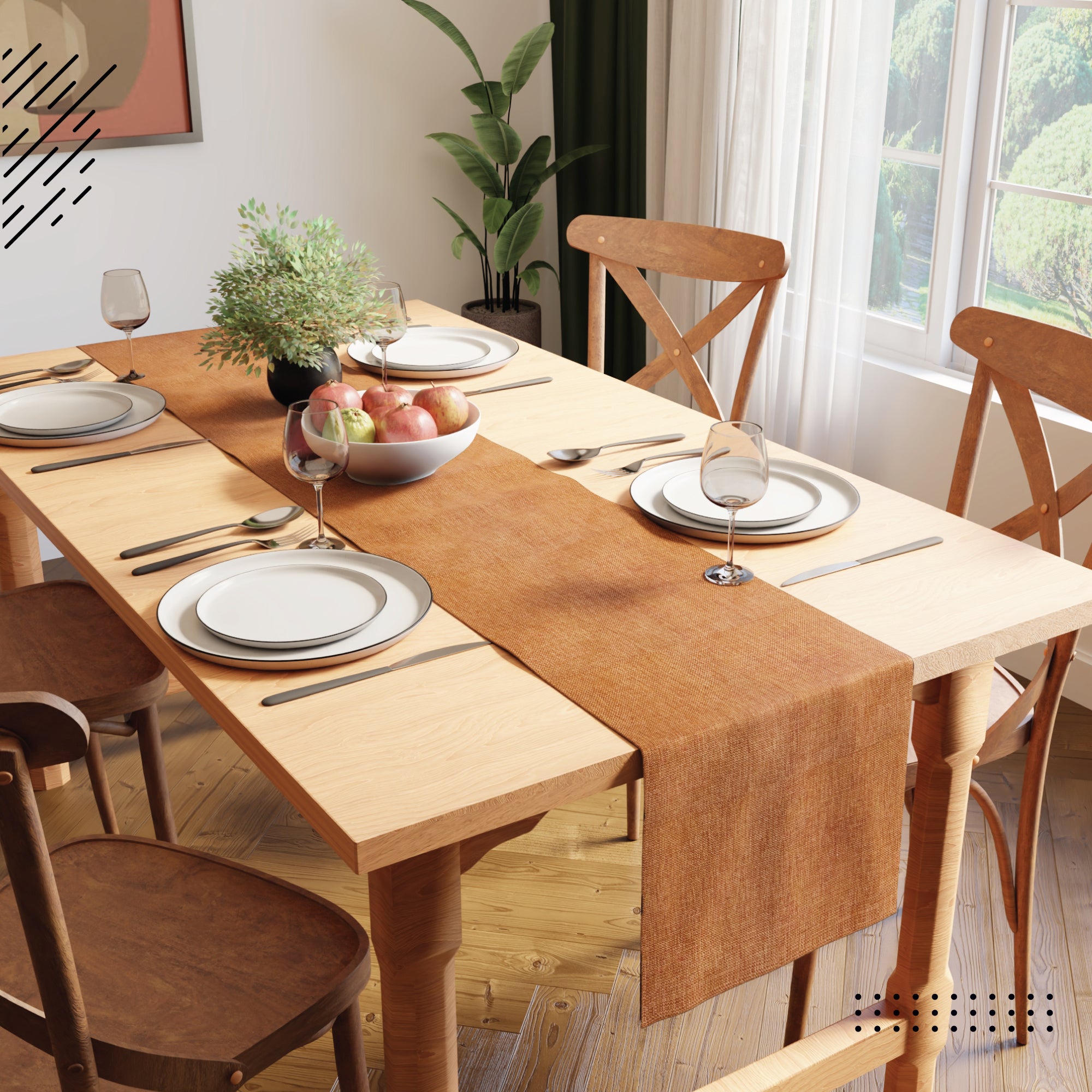 Chenille Peach Table Runner