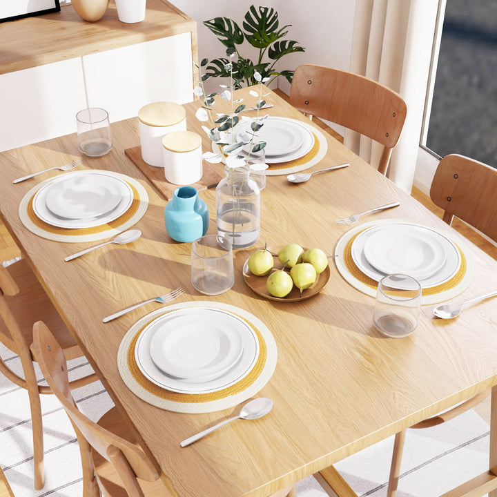 Cotton Yellow & Off White Placemat (Pack of 4)