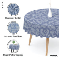 Cotton chambray Blue Table Cloth (Pack of 1)