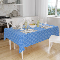 Polyester Blue Trellis Table Cloth (Pack of 1)