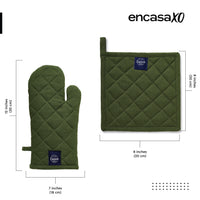 Cotton Leaf Green Oven Glove & Pot Holder