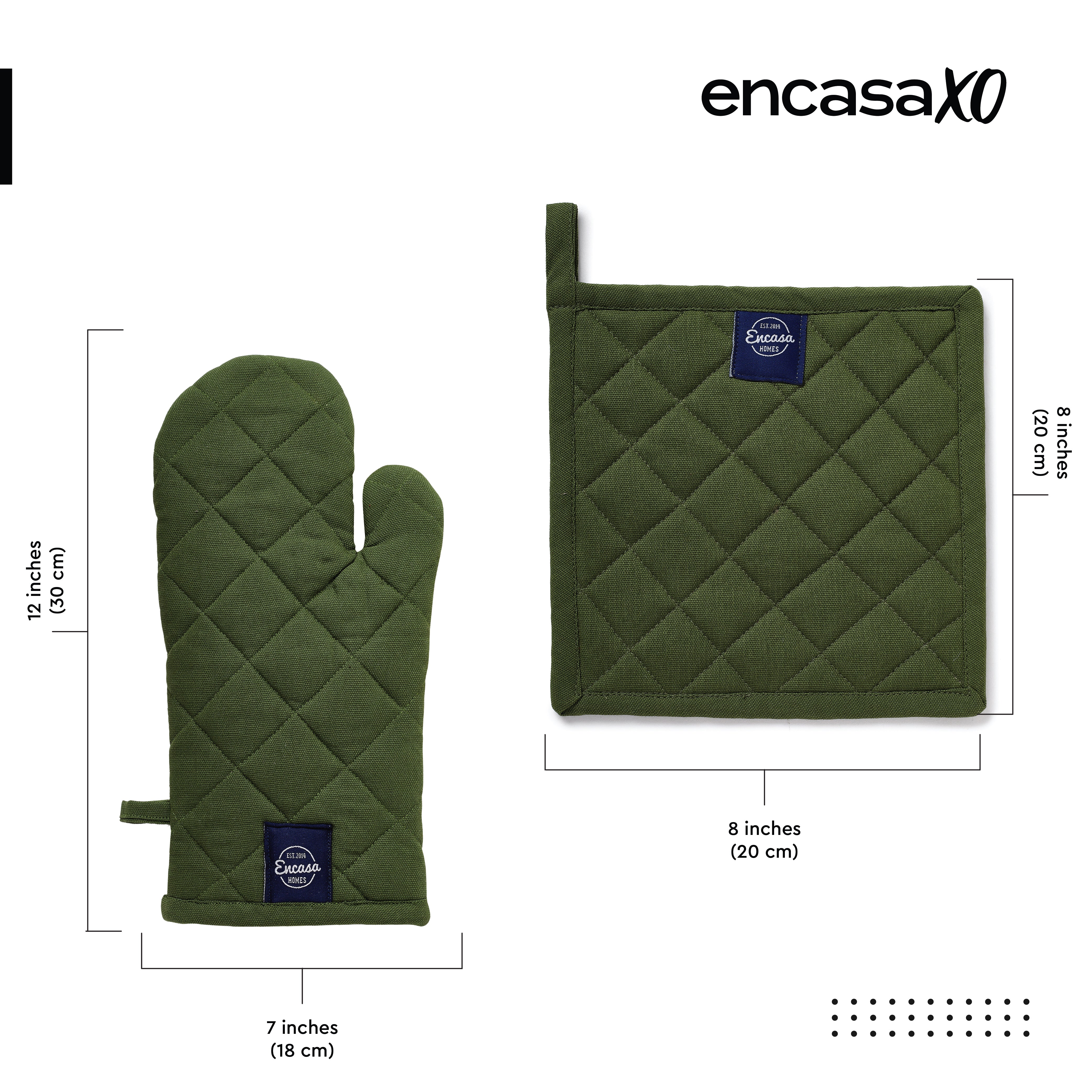 Cotton Leaf Green Oven Glove & Pot Holder