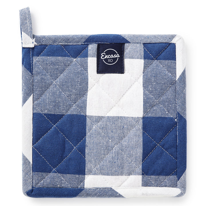 Cotton Buffalo Blue Checks Pot Holders (Pack of 2)