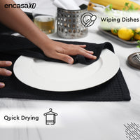 Waffle Grey Black Combo Kitchen Towel (Pack of 6)