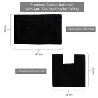 Cotton Black Bathmat (Pack of 2)