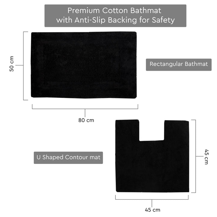 Cotton Black Bathmat (Pack of 2)