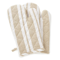 Cotton Franca Beige Stripes Oven Gloves (Pack of 2)