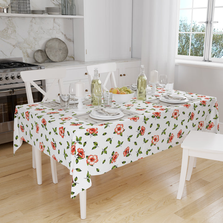 Polyester Hibiscus Table Cloth (Pack of 1)