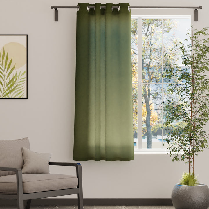 Canvas Leaf Green Curtain (Pack of 1)