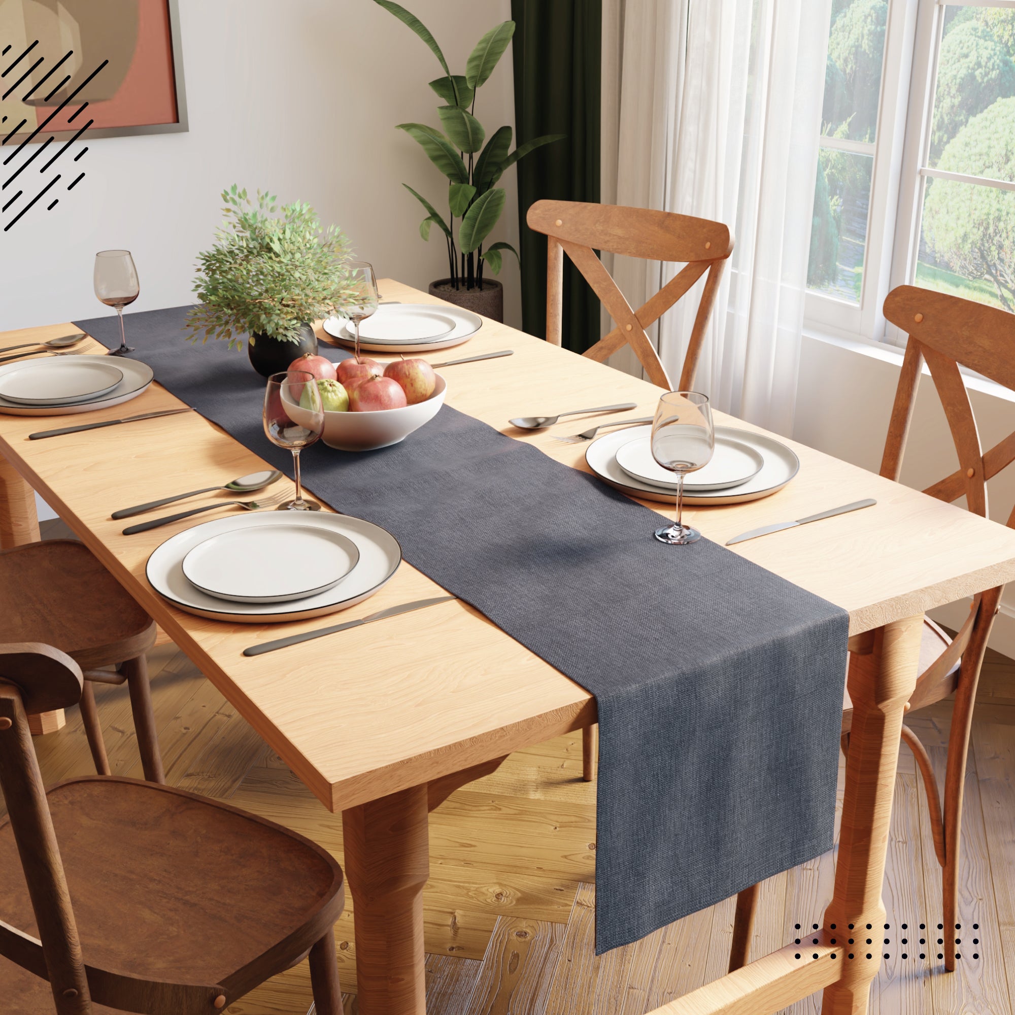 Chenille Denim Table Runner