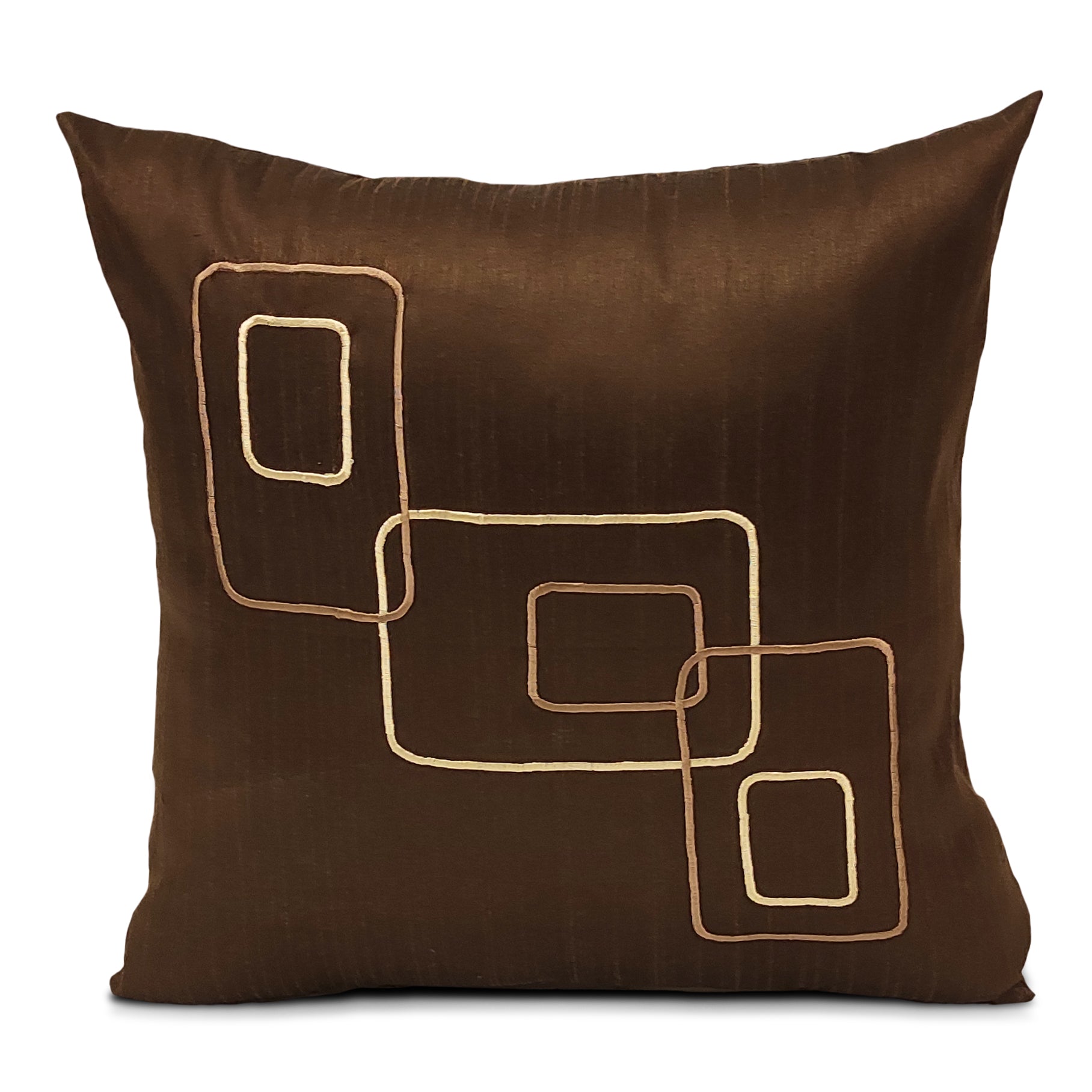 Dupion Silk Chain Coffee Cushion Cover (Pack of 2)
