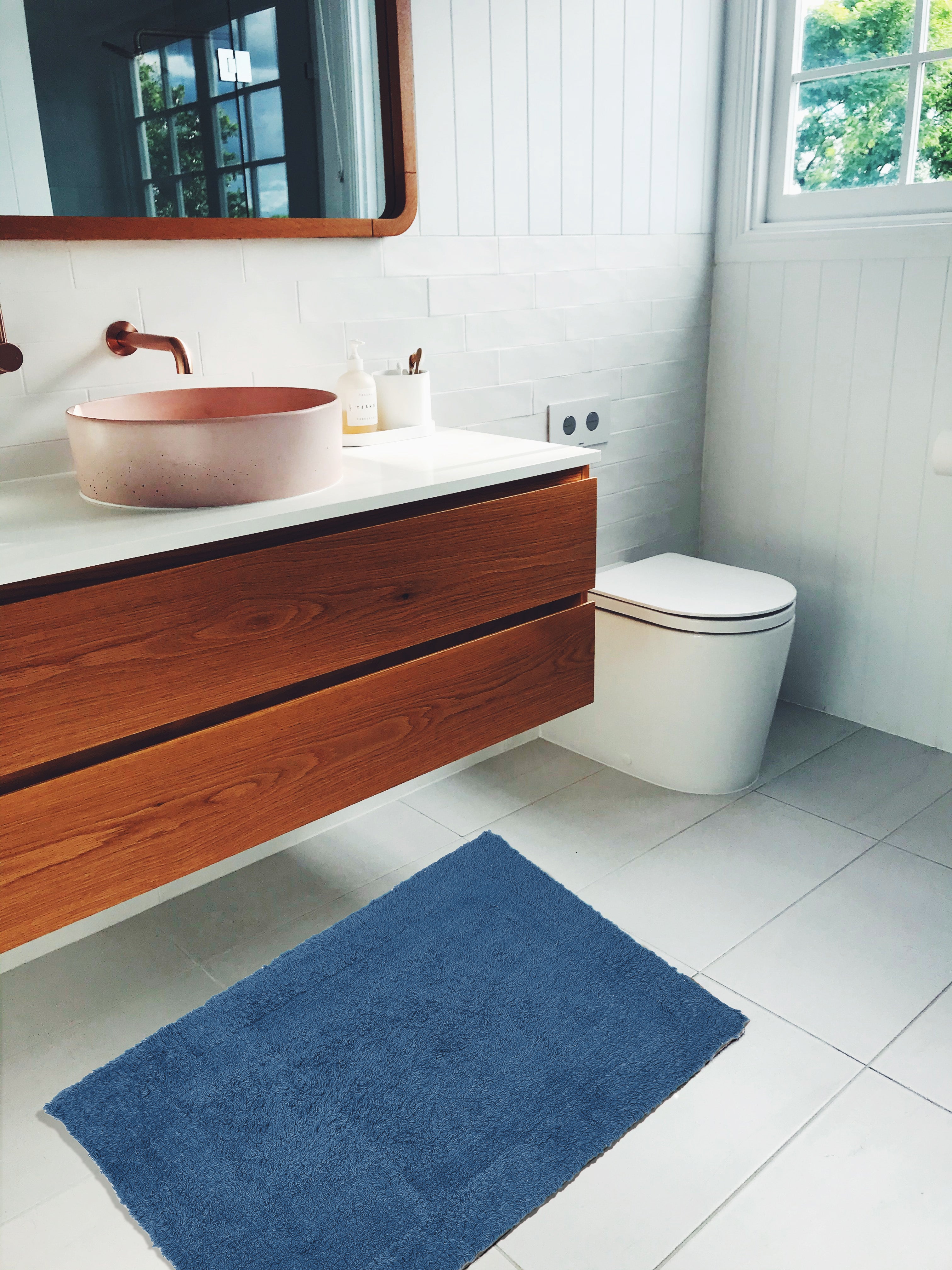 Cotton Blue Bathmat (Pack of 2)
