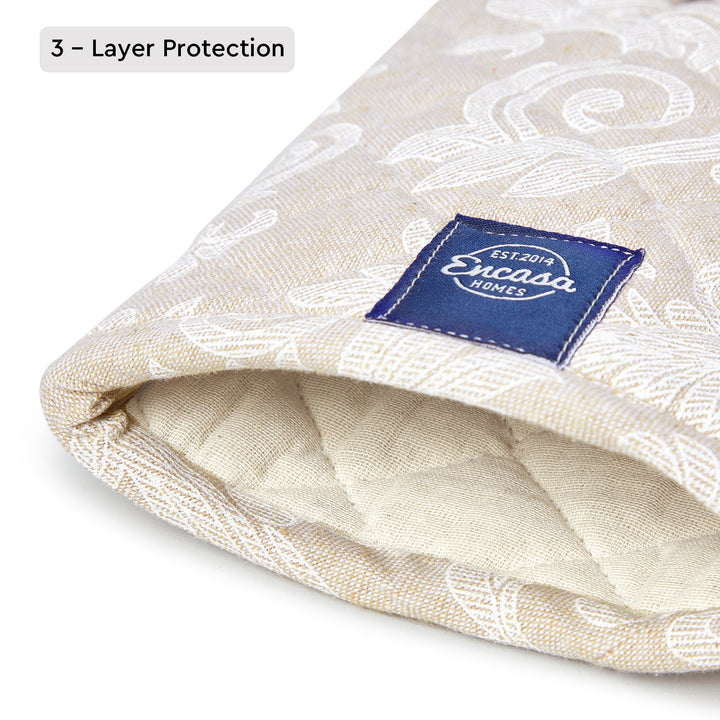 Cotton Beige Oven Gloves (Pack of 2)