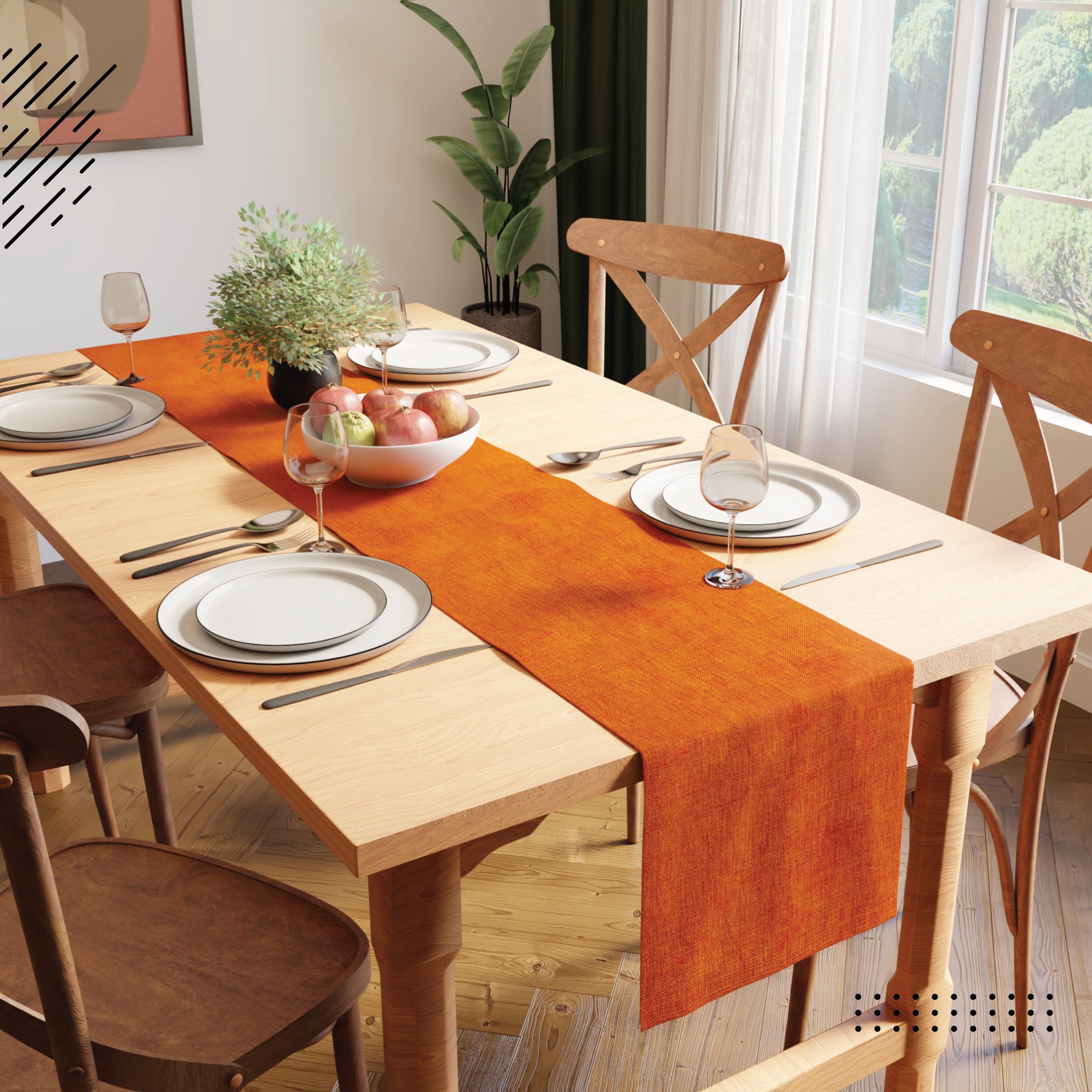 Chenille Orange Table Runner