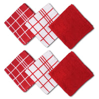 Cotton Terry Red Dish Towel (Pack of 6)