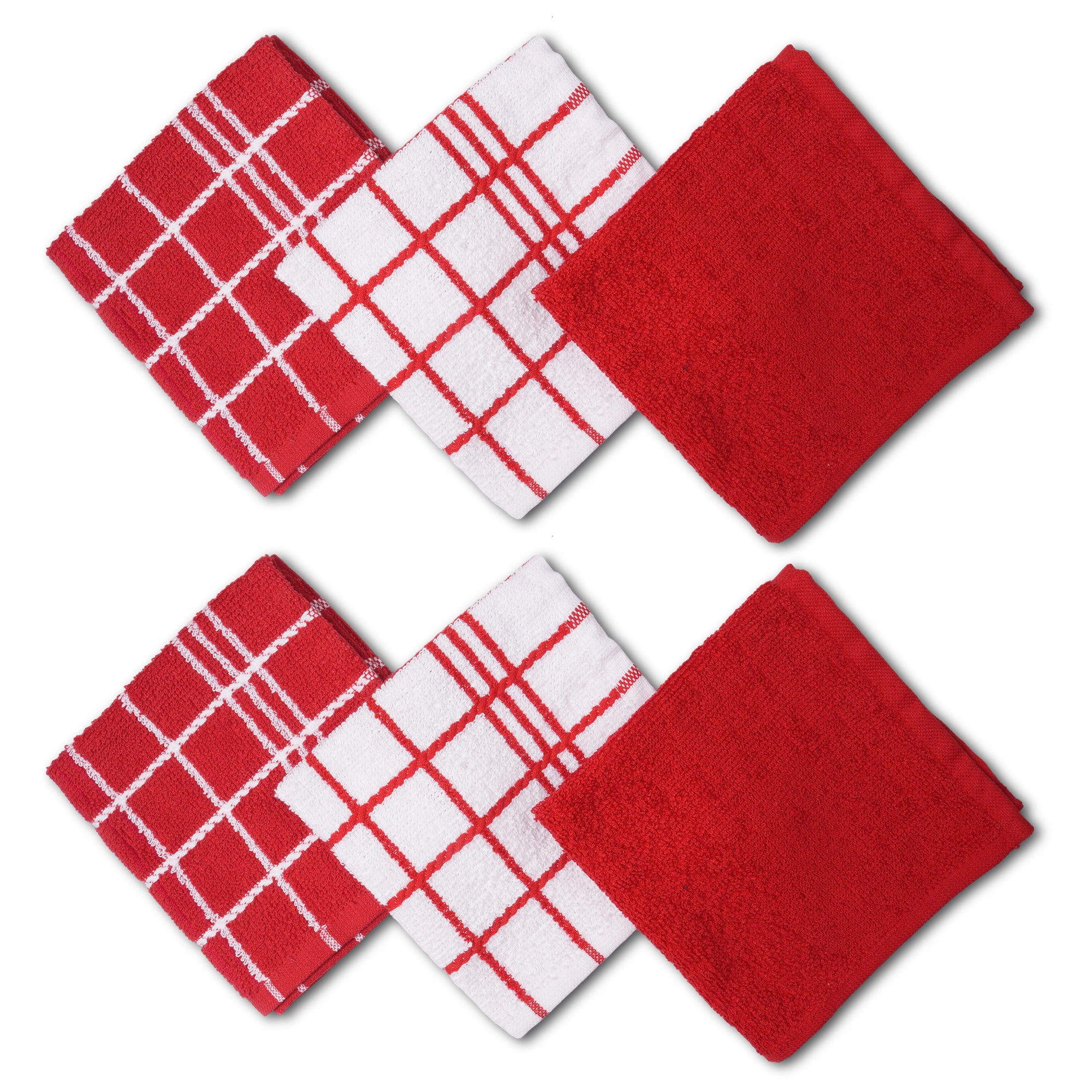 Cotton Terry Red Dish Towel (Pack of 6)