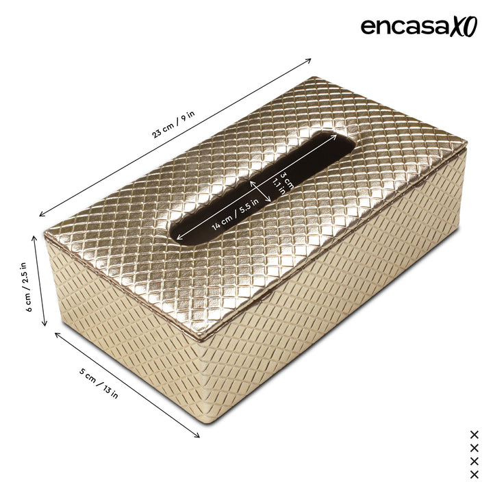 PU Leather Light Gold Tissue Box (Pack of 1)