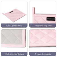 Yarn Dyed Cotton Light Pink & Light Grey Potholder (Pack of 2)