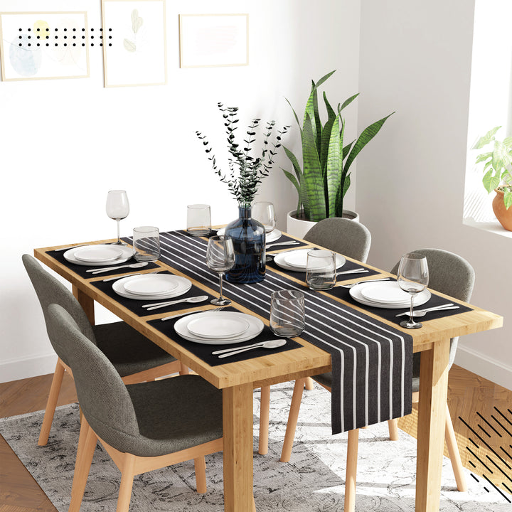 Cotton Roma Grey Table Runner+Placemat (Pack of 7)