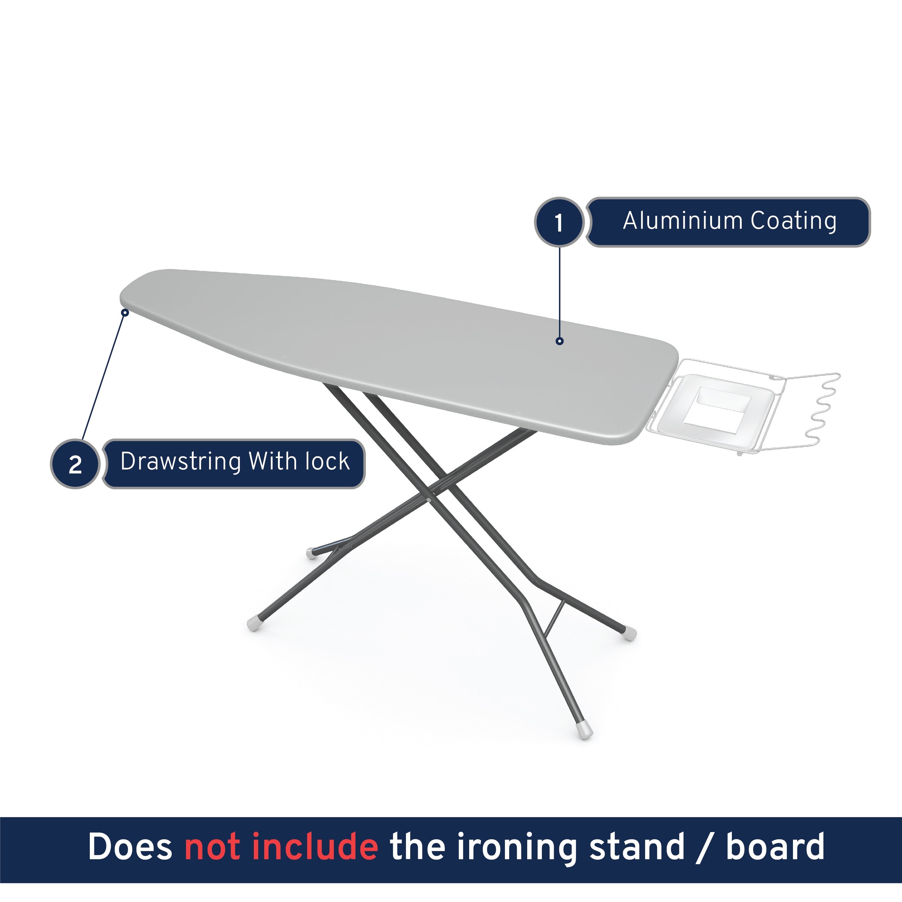 20s Sheeting Silver Premium Ironing Board Cover (Pack of 1)