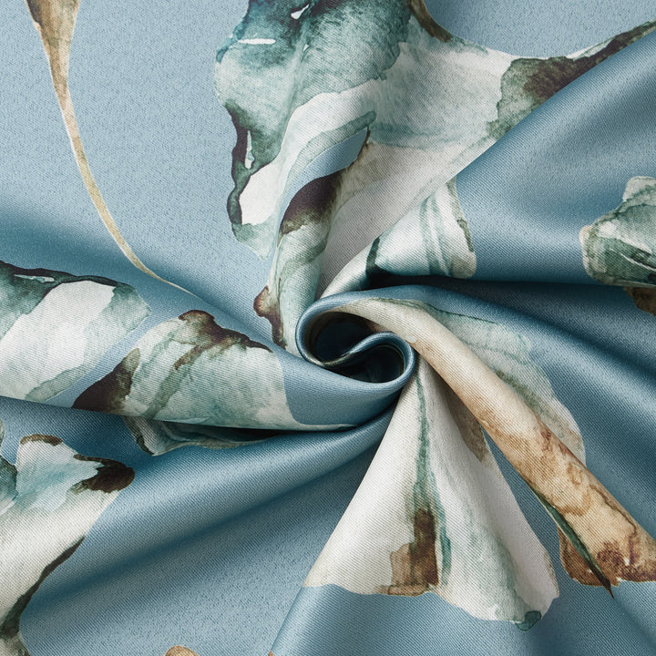 Blackout Polyester Gingko Blue Fabric 1 Meter
