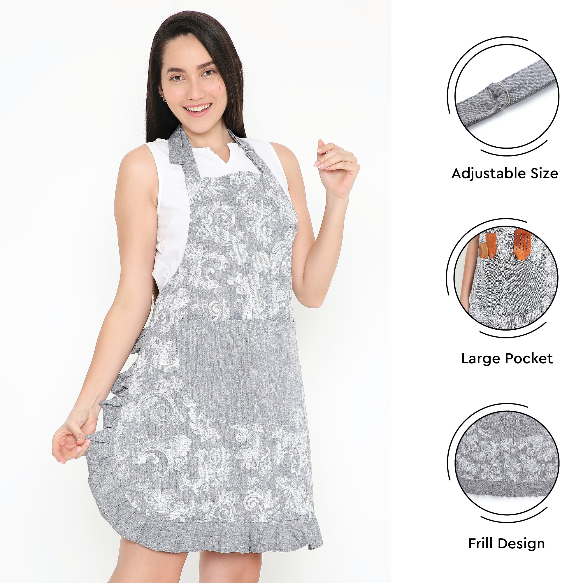 Cotton Grey Apron (Pack of 1)