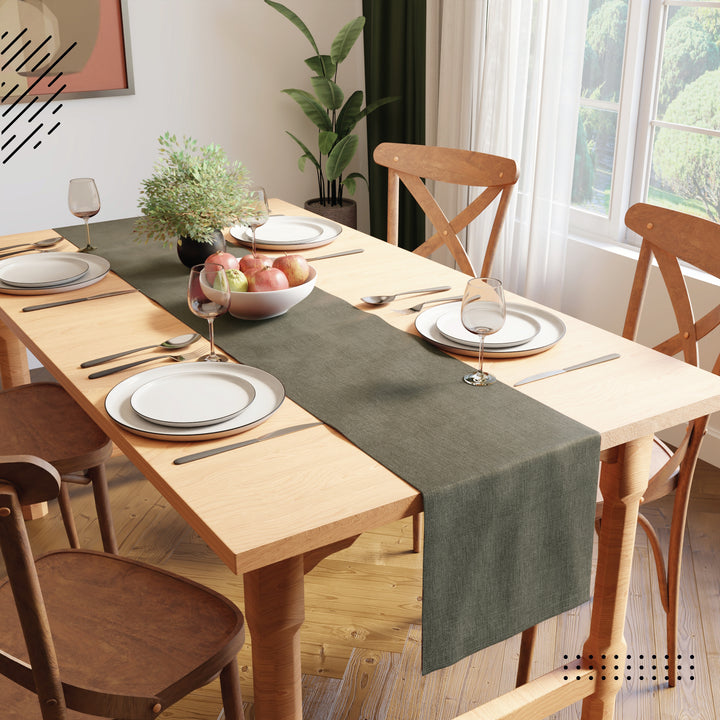 Chenille Stone Grey Table Runner