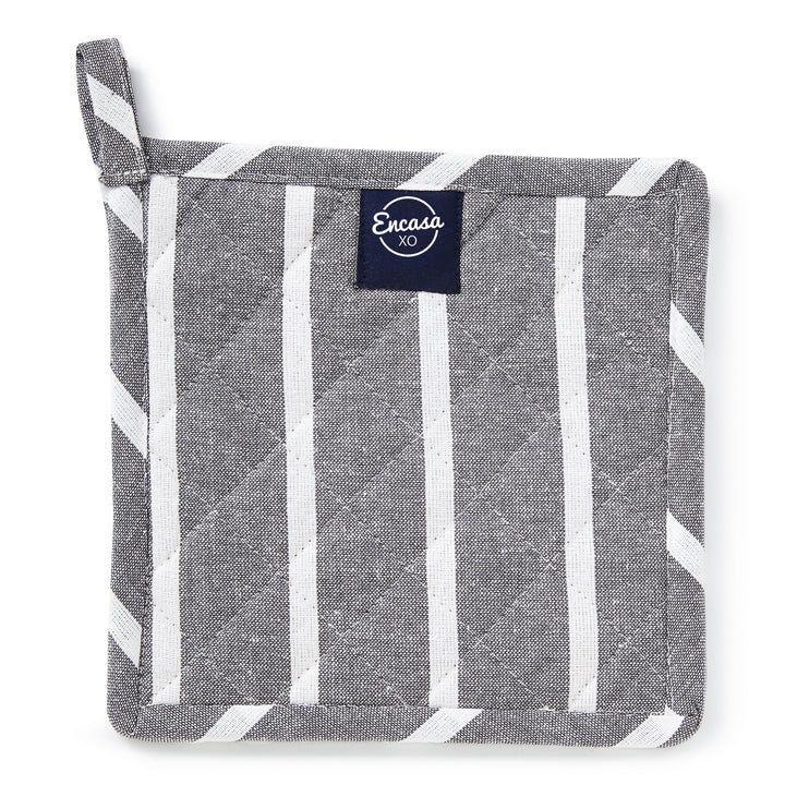 Cotton Roma Grey Stripes Pot Holders (Pack of 2)