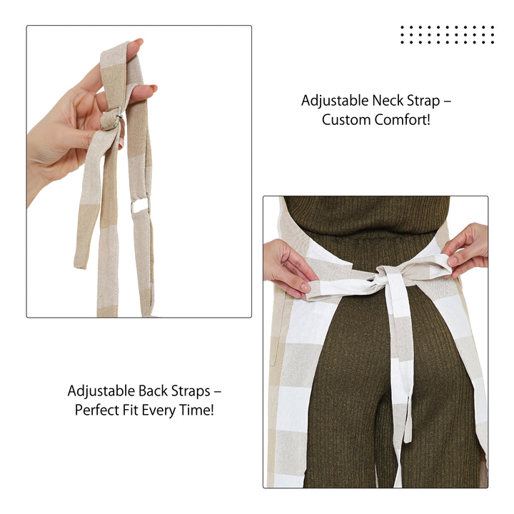 Cotton Buffalo Beige Checks Apron (Pack of 1)
