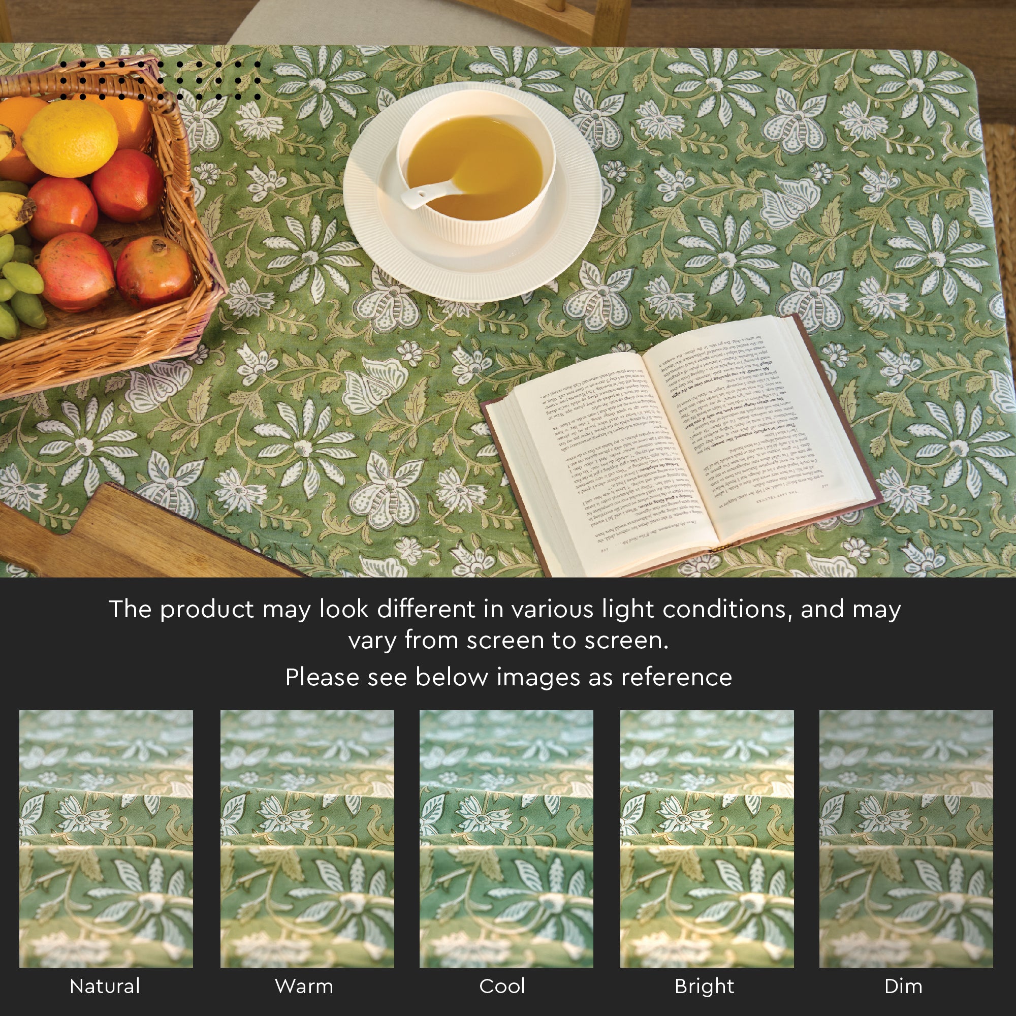 Jaipuri Hand block Print Cotton Sage Green Tablecloth