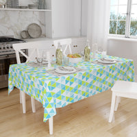 Polyester Big Triangles Aqua Table Cloth (Pack of 1)