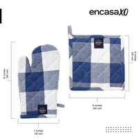 Cotton Buffalo Blue Checks Oven Glove & Pot Holder