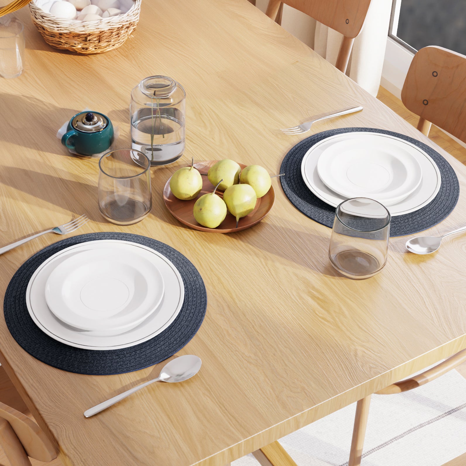 Cotton Dark Blue Placemat (Pack of 2)