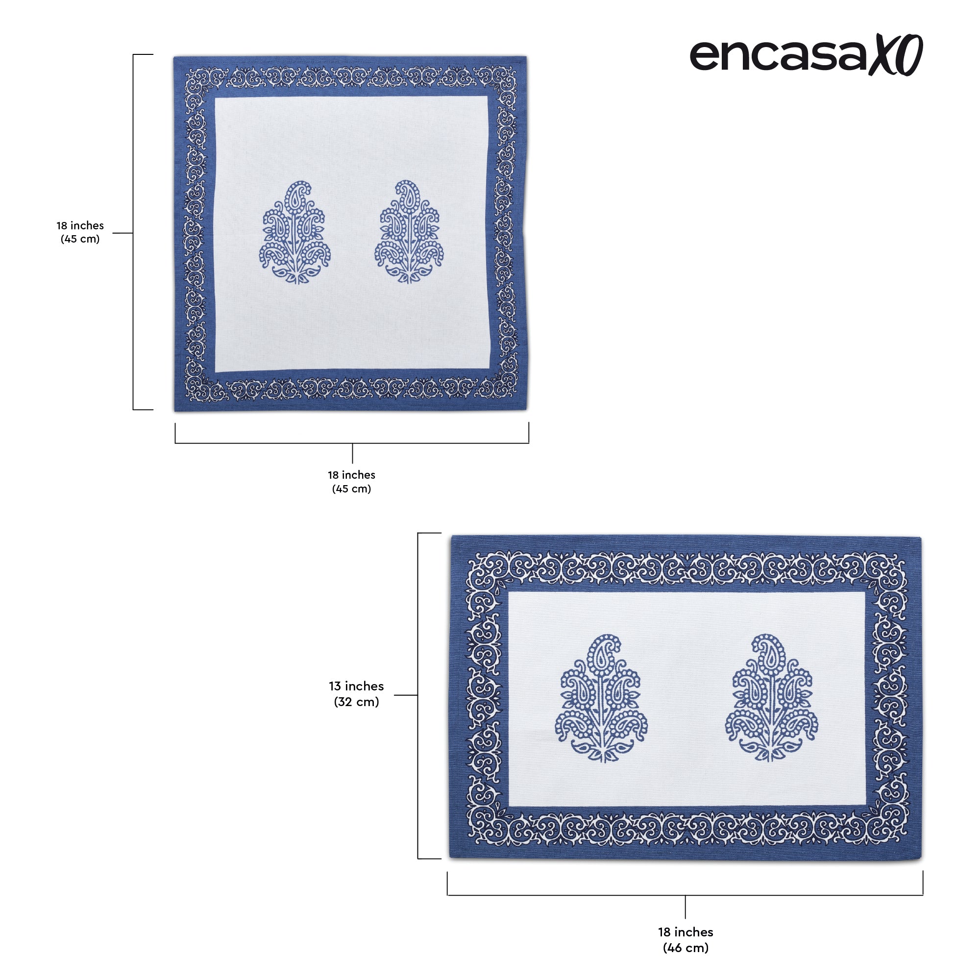 Cotton Canvas Indigo-01 Placemat + Table Napkins