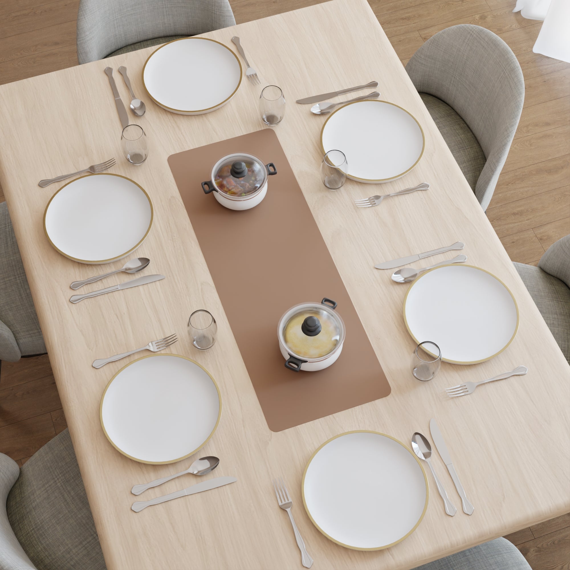 2 Sided Leather Taupe Table Runner (Pack of 1)