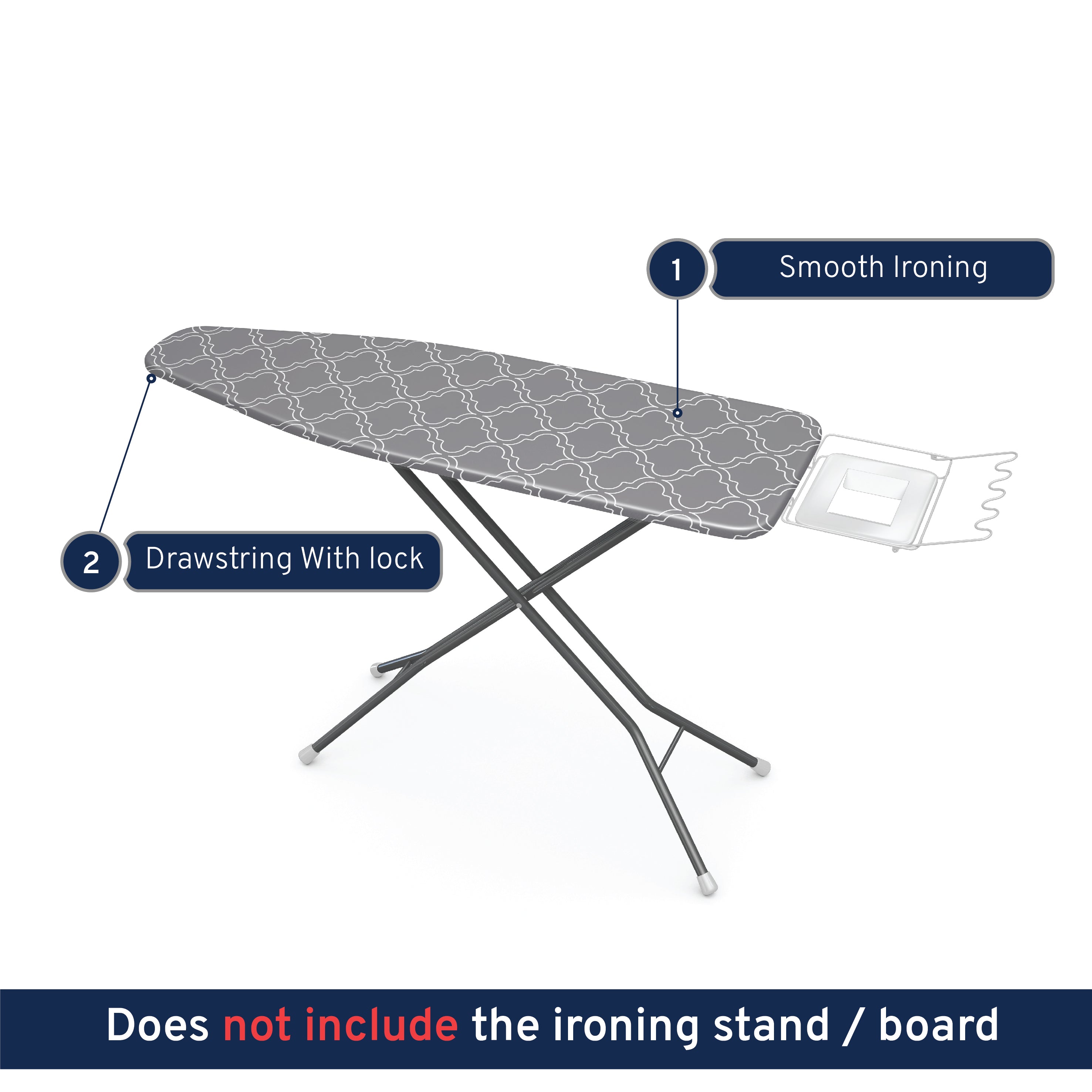 20s Sheeting Grey Tiles Ironing Board Cover (Pack of 1)