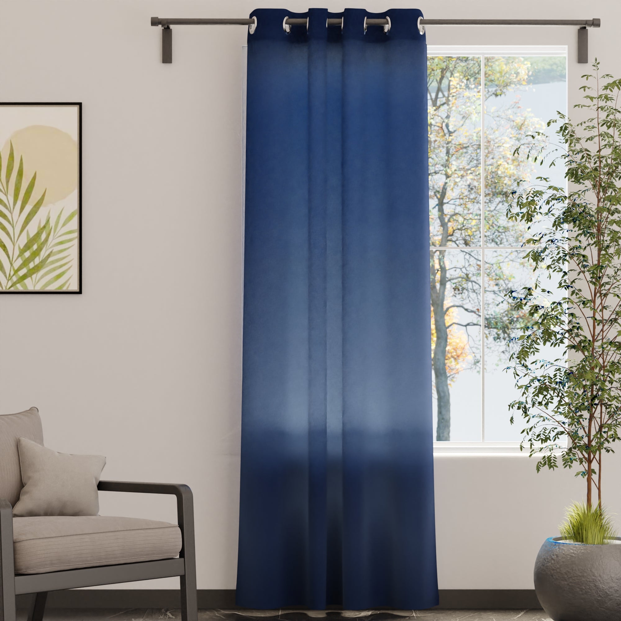 Canvas Scotch Blue Curtain (Pack of 1)