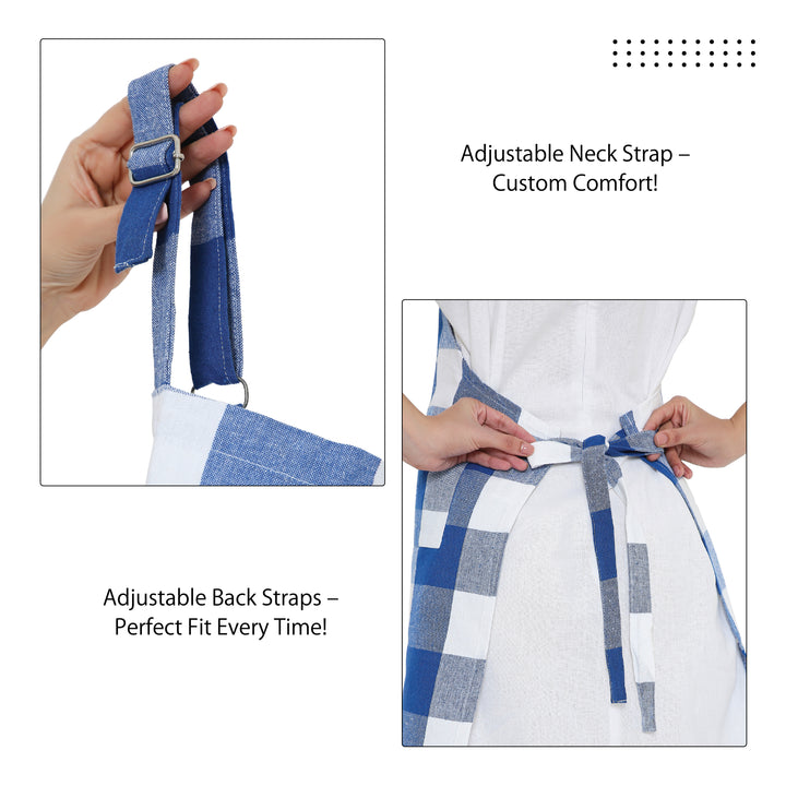 Cotton Buffalo Blue Checks Apron (Pack of 1)
