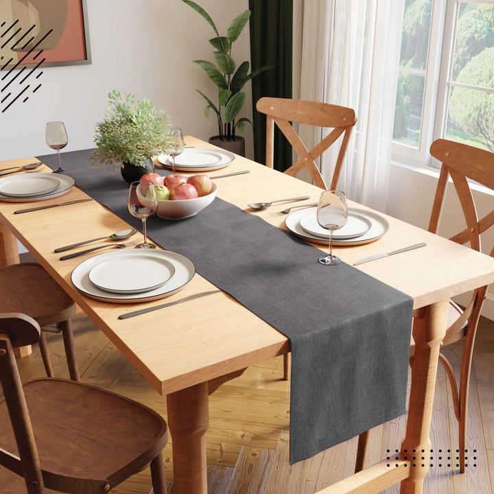 Chenille Grey Table Runner