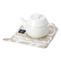 Cotton Franca Beige Stripes Pot Holders (Pack of 2)
