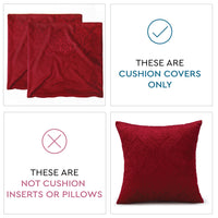 Embossed Velvet Red Cushion Cover (Pack of 2)