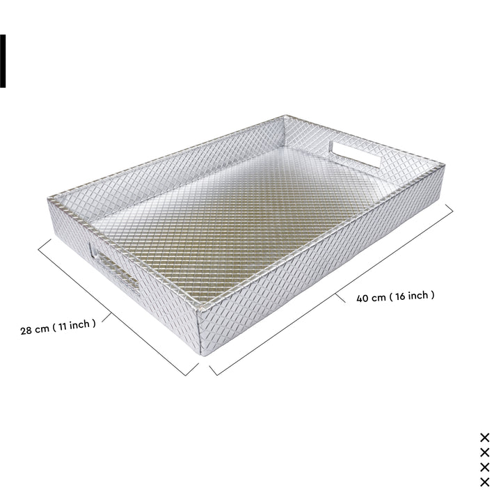 Leather Silver Leather Serving Tray