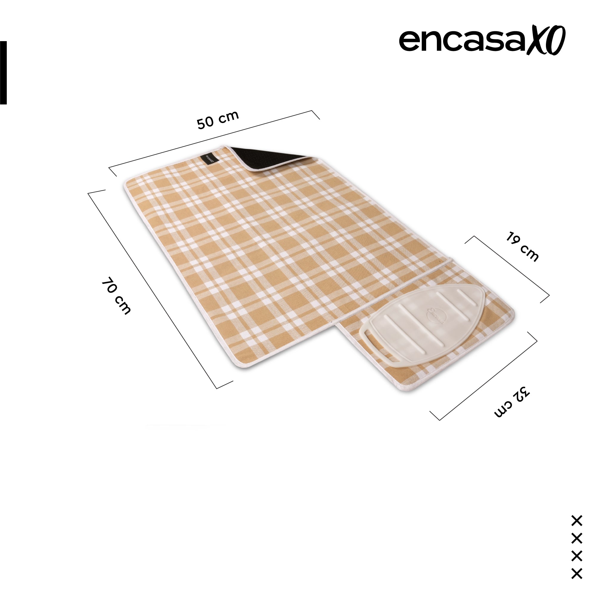 Cotton Franca Beige Checks Luxury Antiskid Ironing Mat (Pack of 1)