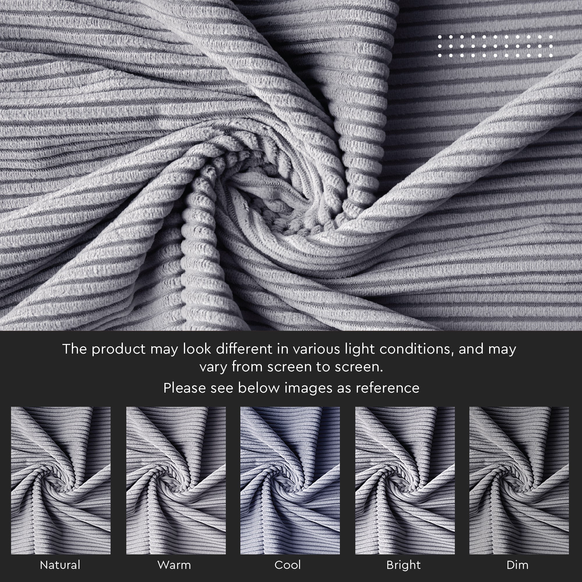 Corduroy Grey Cushion Cover (Pack of 2)
